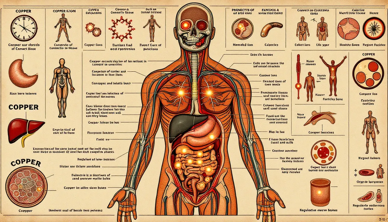 Illustration of the role of copper in the body.