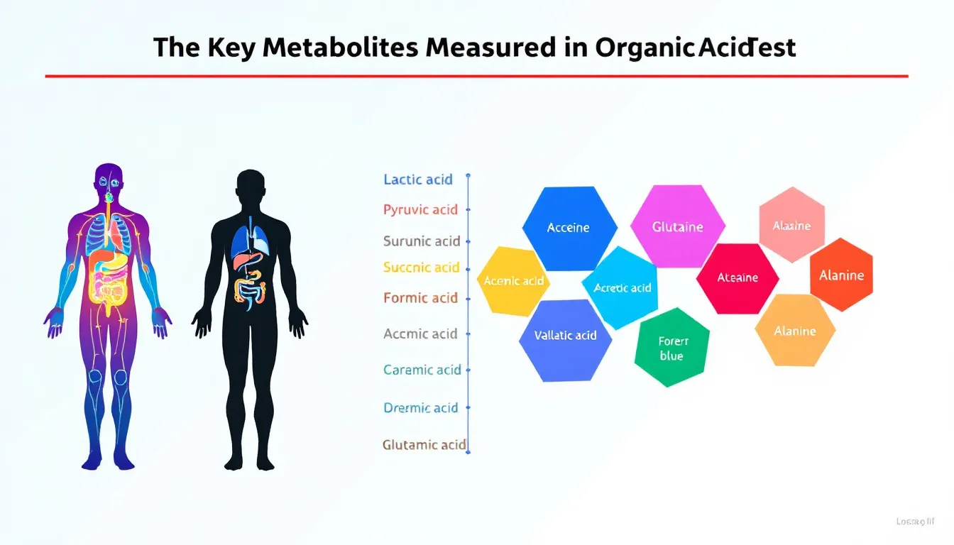 Chart showing key metabolites measured in an organic acid test.