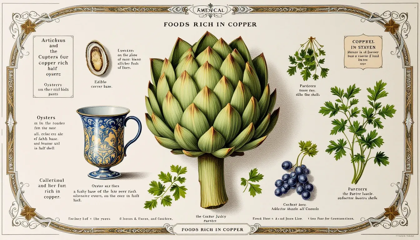 A variety of foods that are rich in copper.