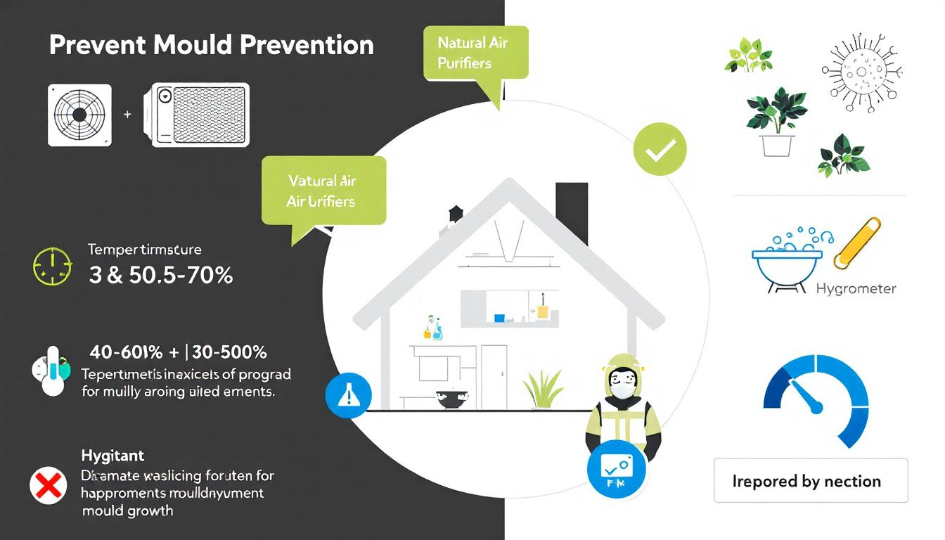 A diagram illustrating ways to prevent mould exposure indoors.
