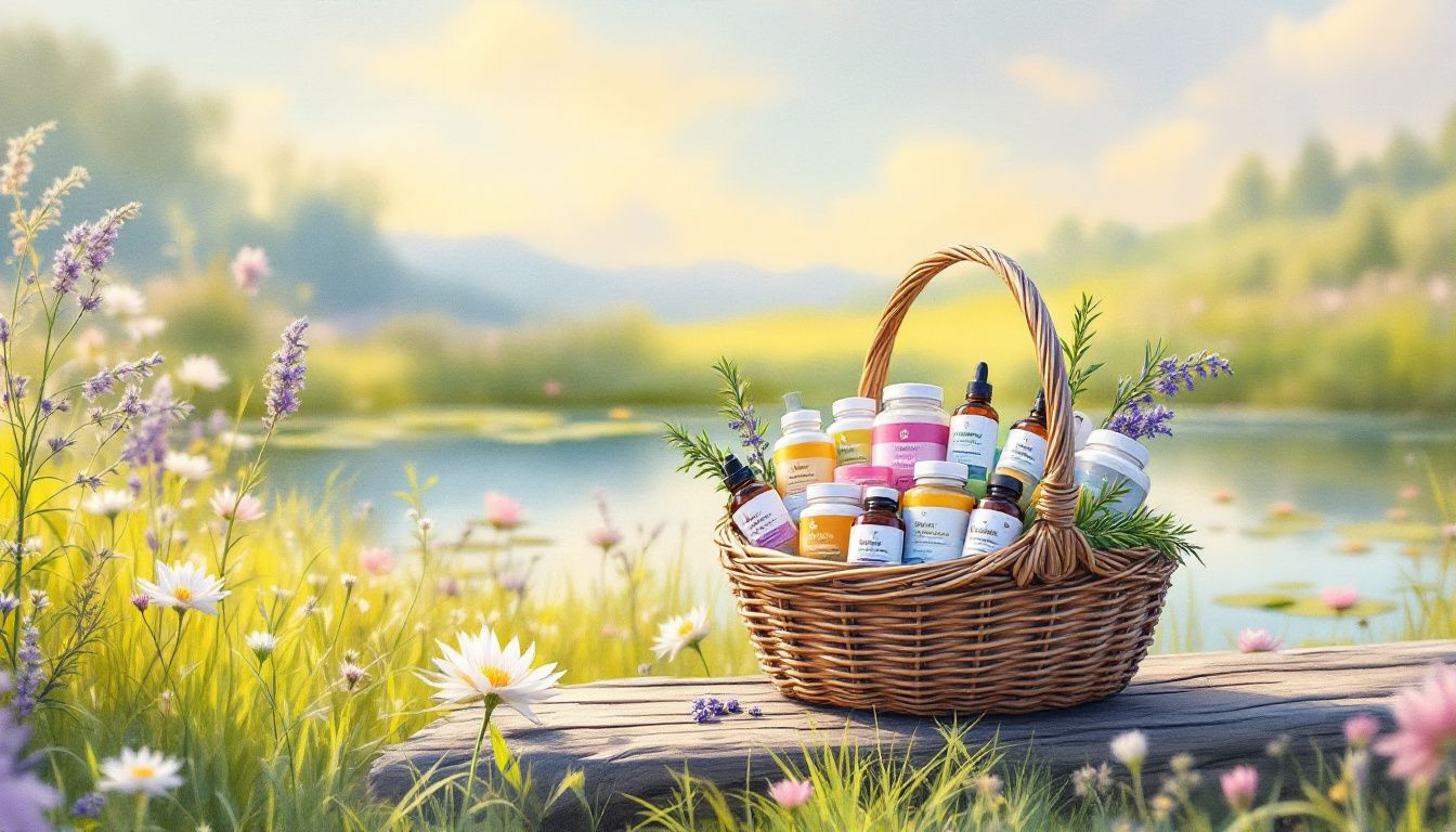 A selection of popular natural health product categories such as probiotics and herbs.