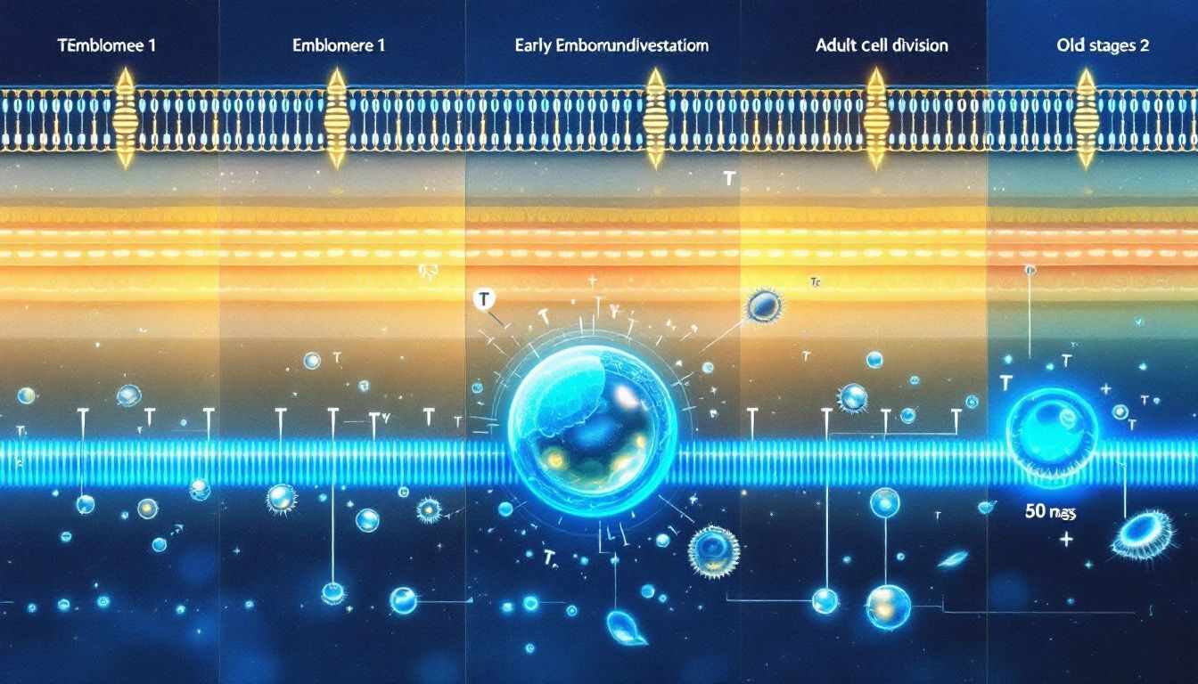 A timeline showcasing telomere dynamics throughout different life stages.