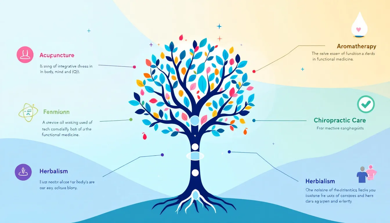 An array of integrative therapies used in functional medicine.