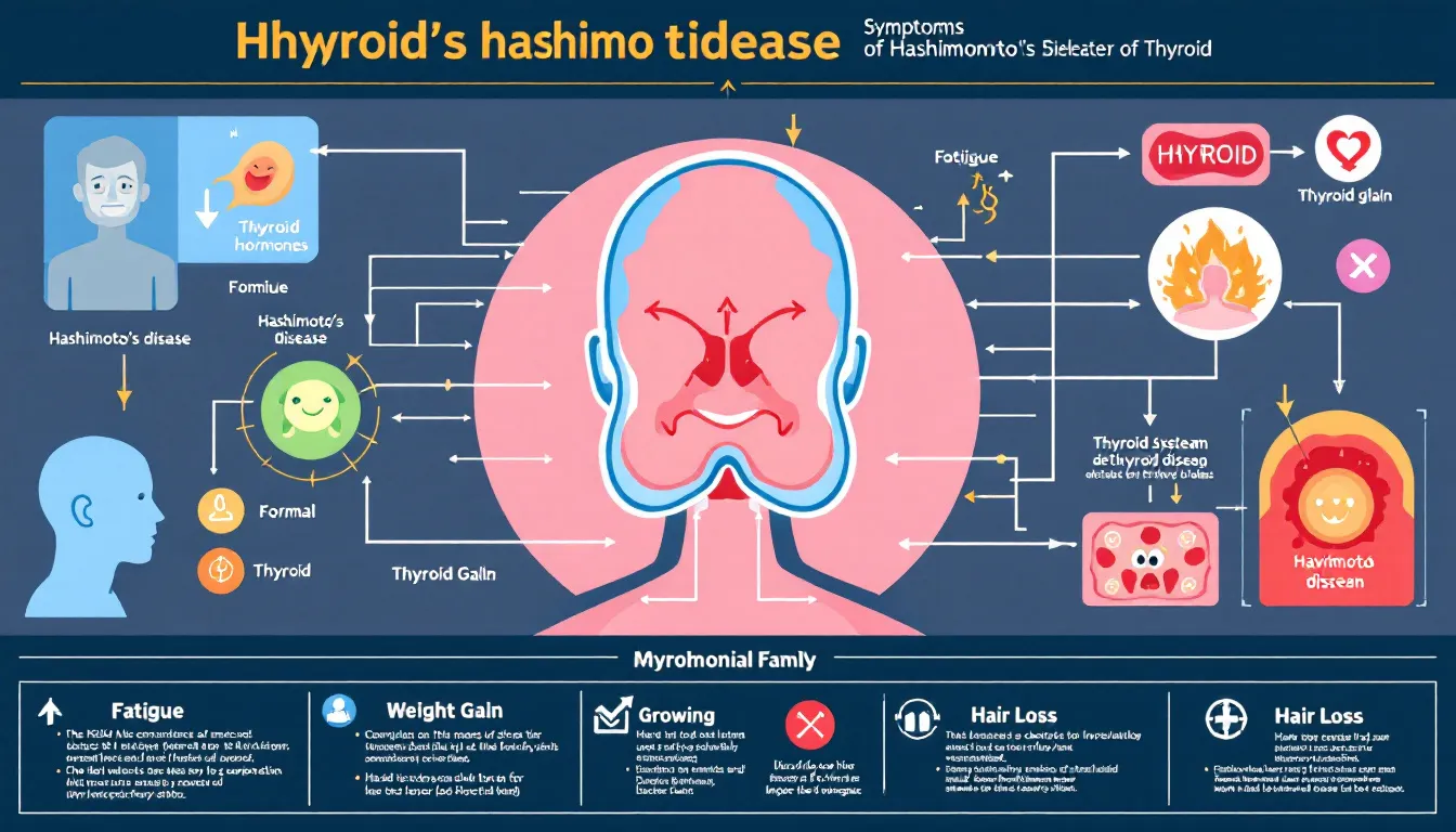 A visual representation of the symptoms of Hashimoto's disease.