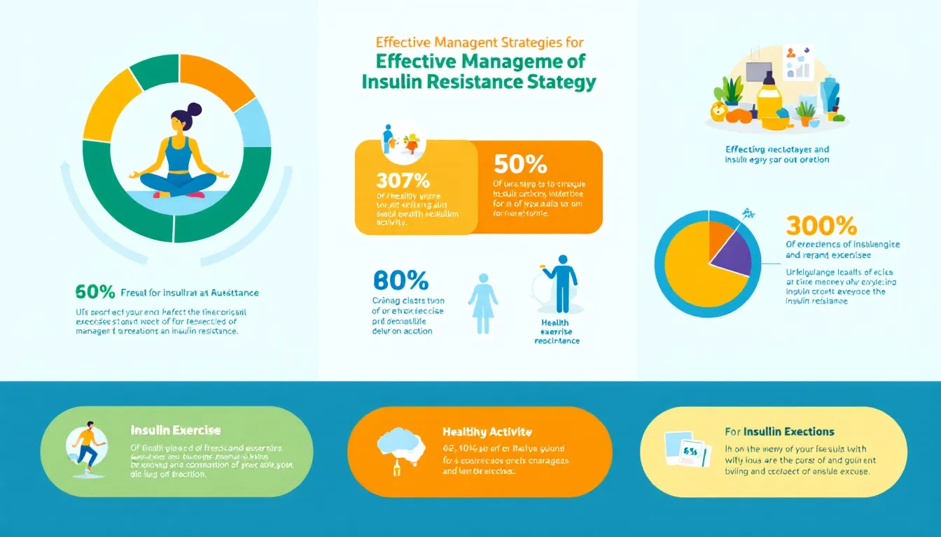 A lifestyle infographic showing effective management strategies for insulin resistance.