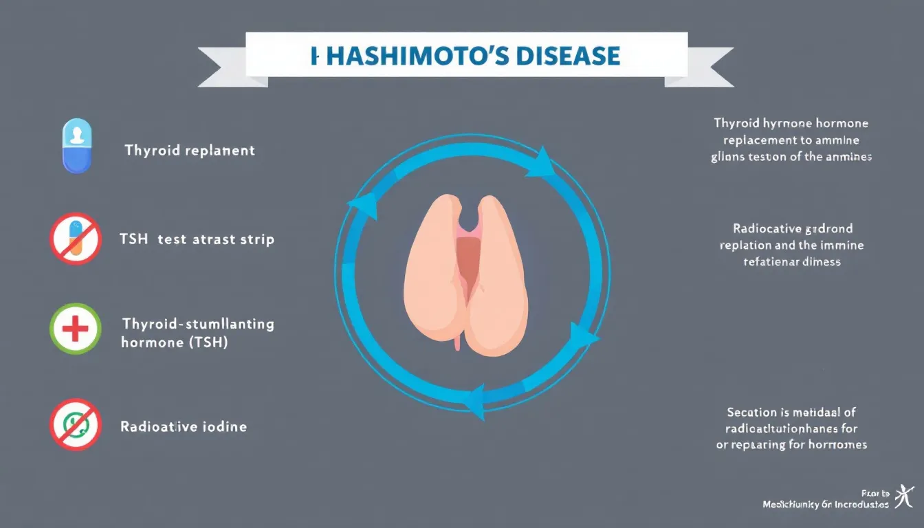 Various treatment options for managing Hashimoto's disease.