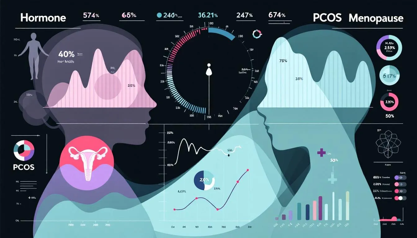 A visual representation of conditions diagnosed through hormone profile testing, highlighting menopause and PCOS.
