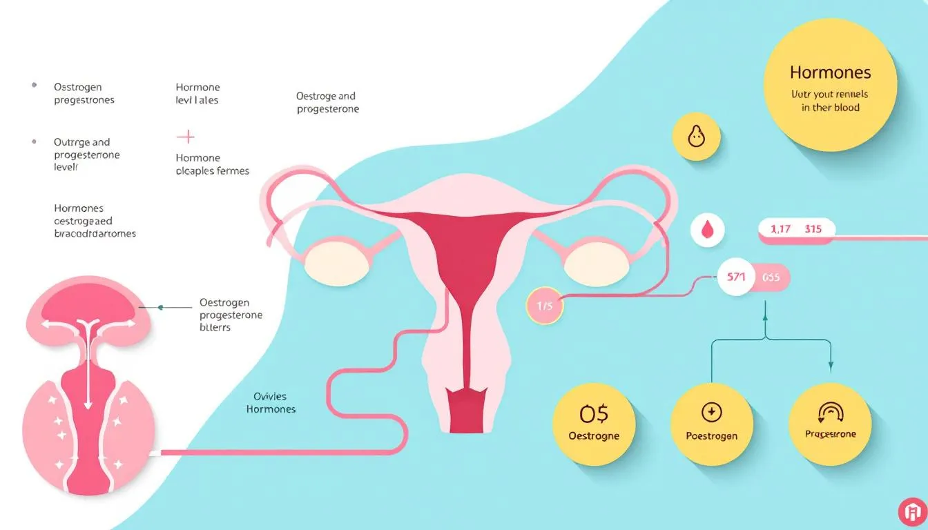 Hormones checked in female blood tests, including oestrogen and progesterone.