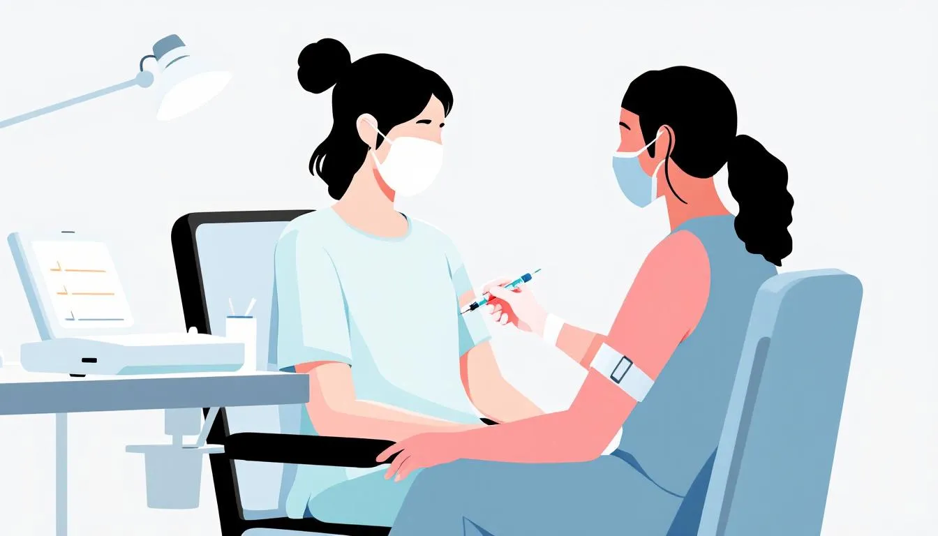 An image showing a patient preparing for a hormone profile test, with a focus on blood sample collection.
