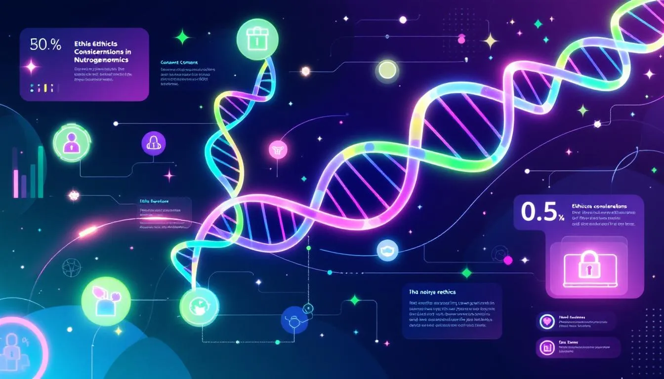 An illustration depicting ethical considerations in the field of nutrigenomics.