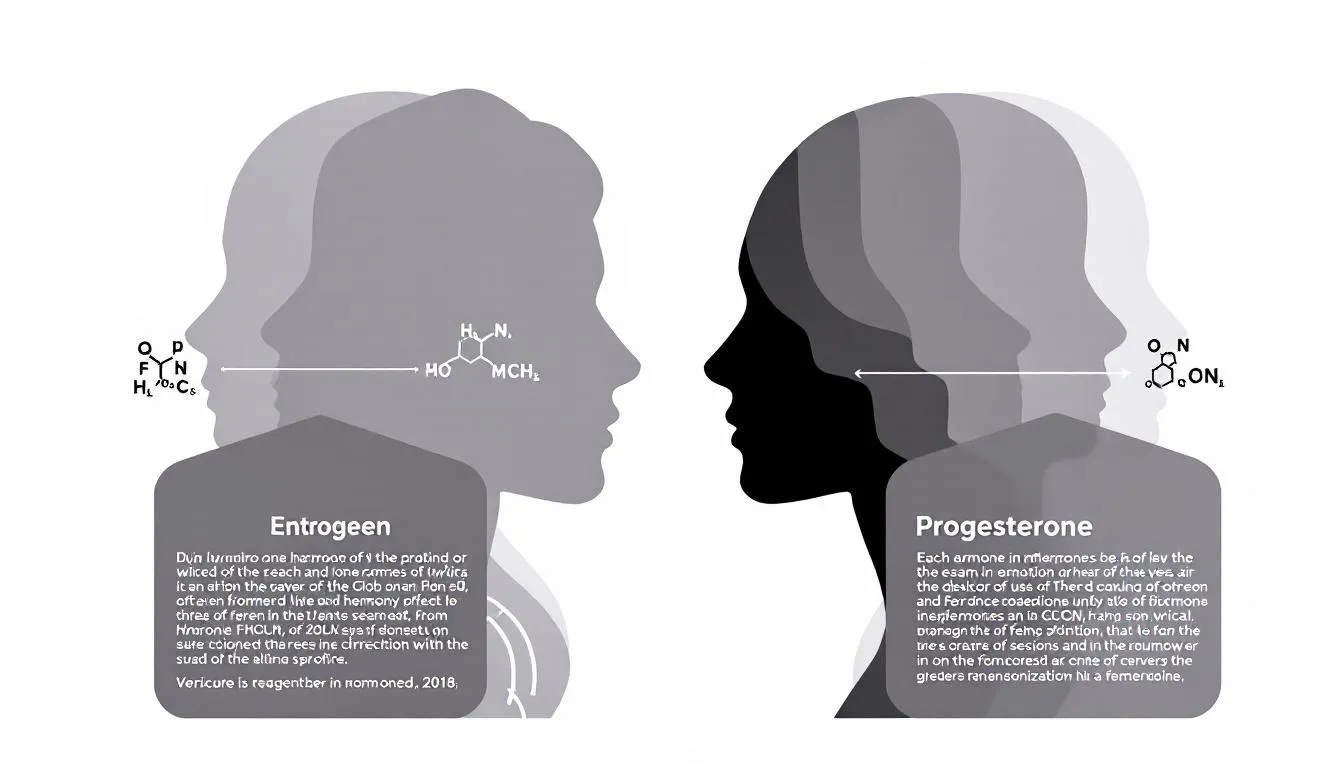 An infographic illustrating key hormones analyzed in a female hormone profile, including estrogen and progesterone.