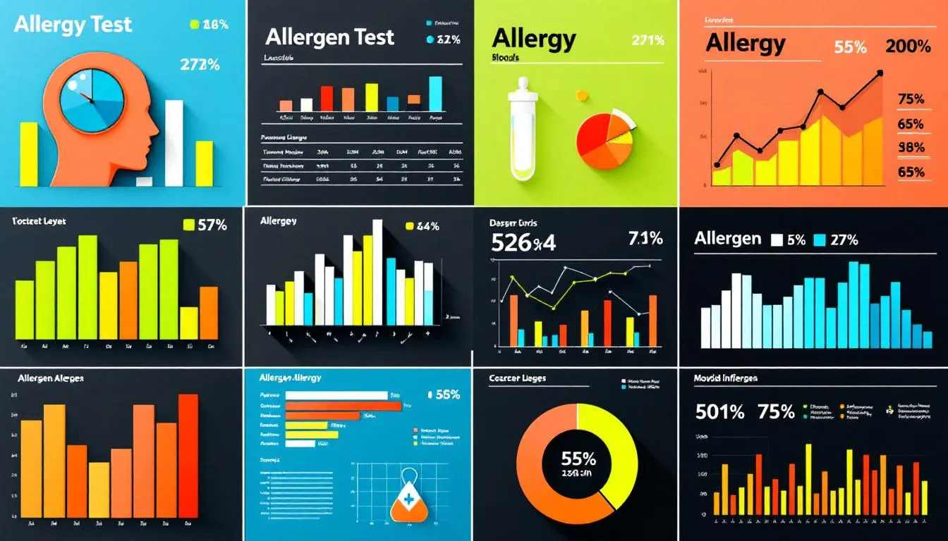 Interpreting allergy blood test results with charts.