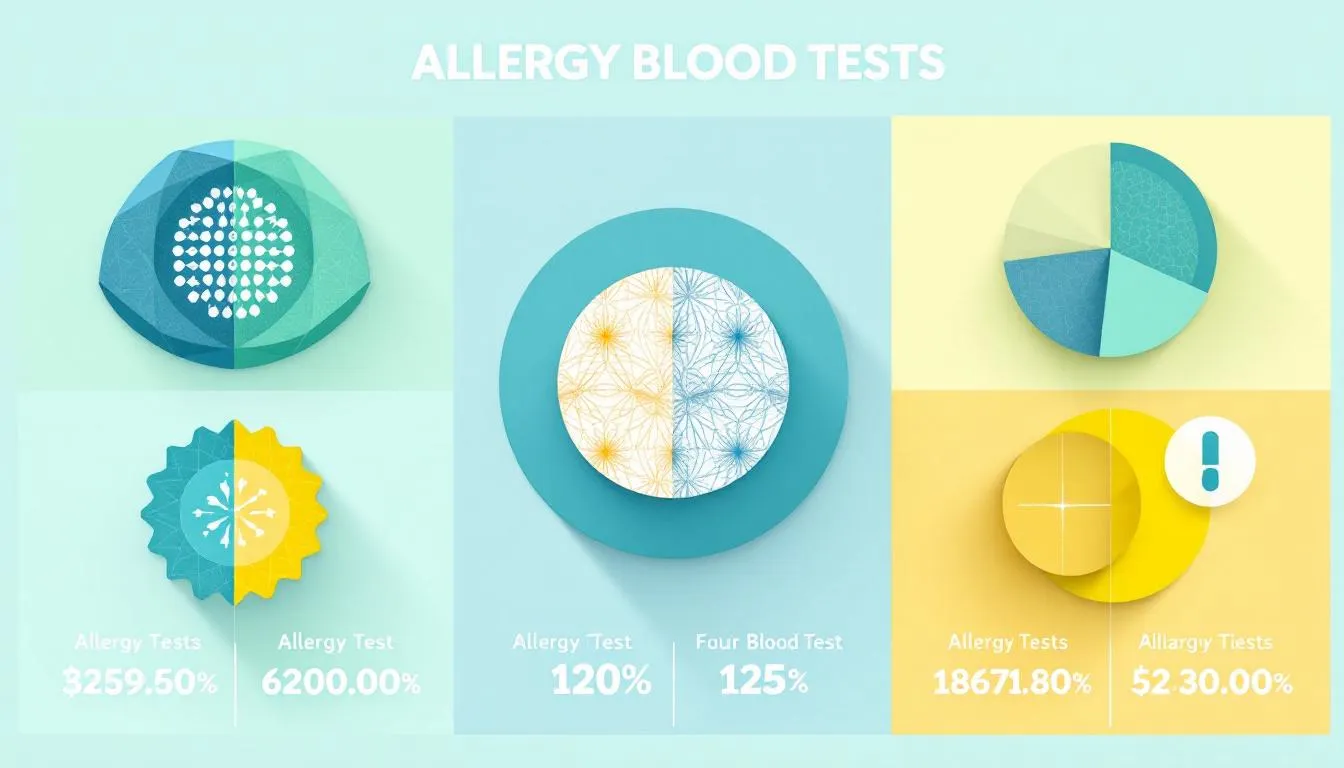 Different types of allergy blood tests represented visually.